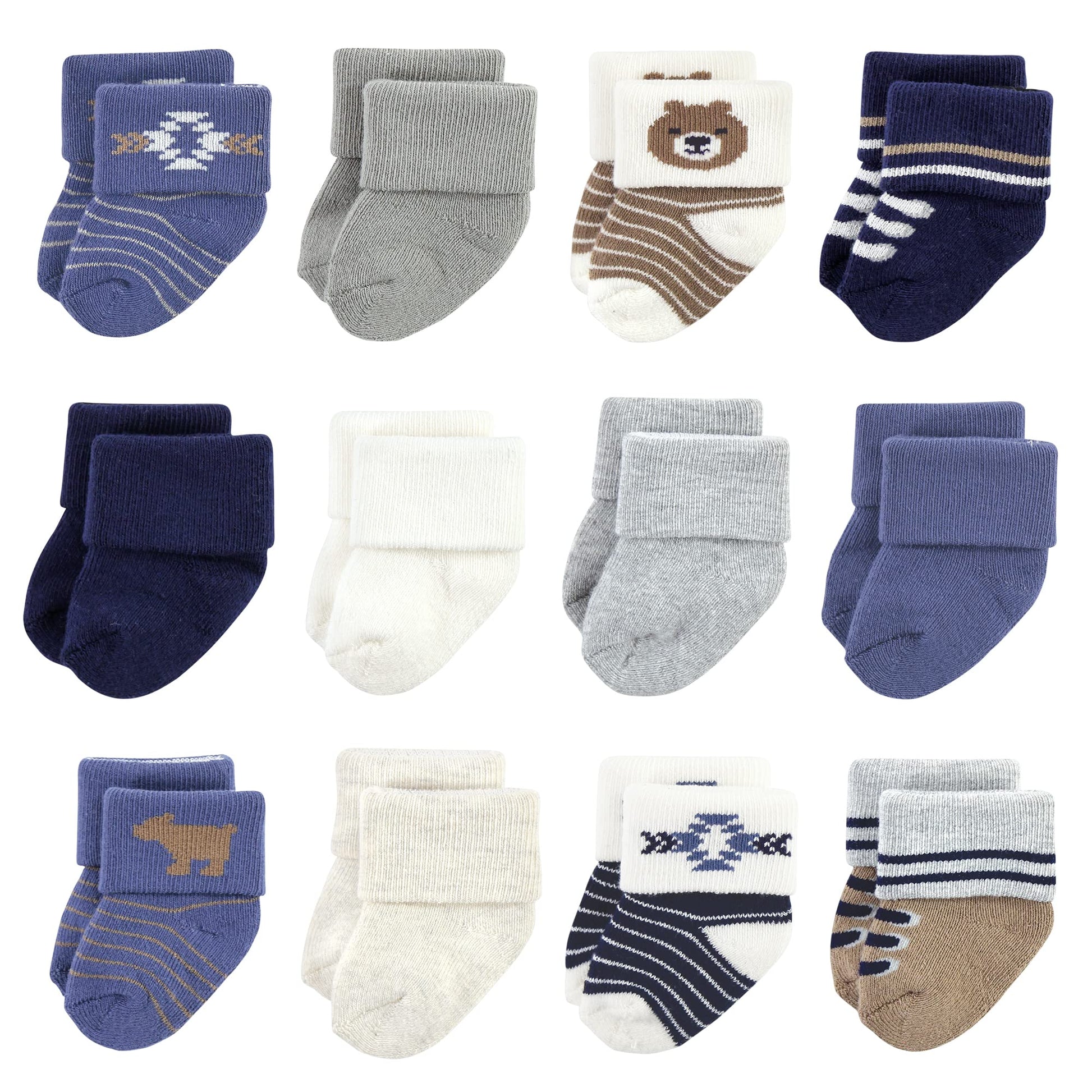 Hudson Baby Unisex Baby Cotton Rich Newborn And Terry Socks, Bear, 6-12 Months