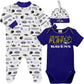 Nfl Baltimore Ravens 3 Pack Bodysuit Sleep N Play Footie Cap Registry Gift Set, Blue/White Baltimore Ravens, 3-6M