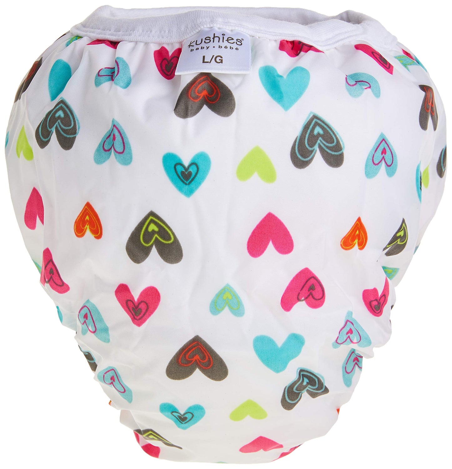 Kushies Baby Waterproof Training Pant (33-38 Pounds), Doodle Hearts, White, Large