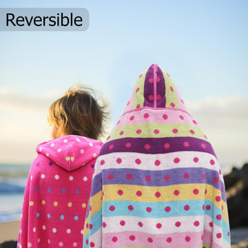 Original Kids Hooded Bath Towel Wrap - 100% Cotton Jacquard Reversible Large Hooded Kids Towel - Toddler Shower Pool Beach Towel