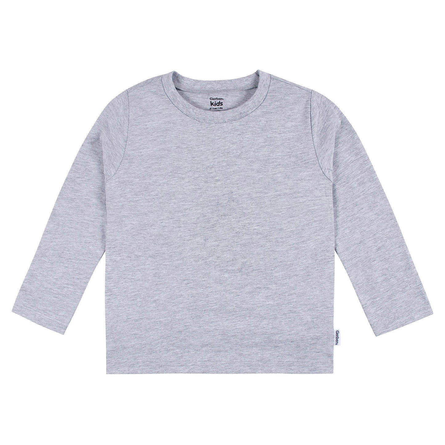 Gerber Baby Toddler 5-Pack Solid Long Sleeve T-Shirts Jersey 160 Gsm, Grey Heather, 6-9 Months