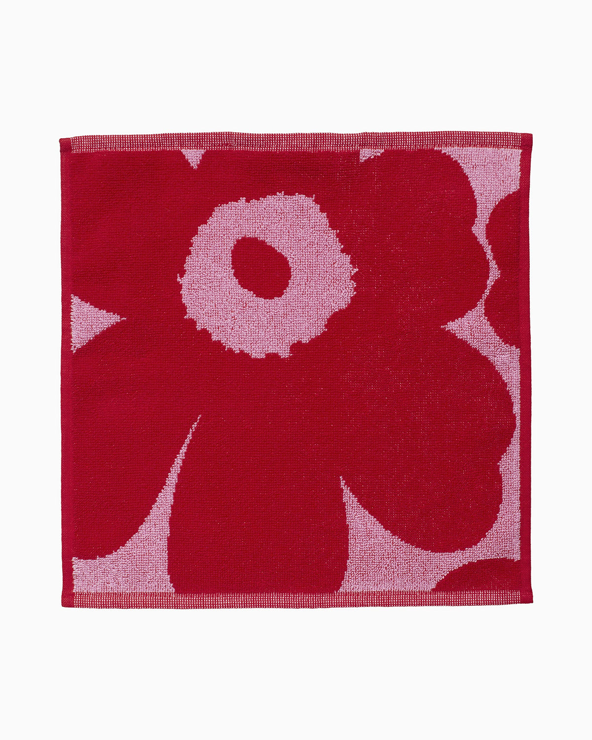 MARIMEKKO Unikko Terry Cotton Washcloth (Red)  Floral Patterned Washcloths  12 in x 12 in