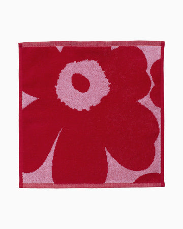 MARIMEKKO Unikko Terry Cotton Washcloth (Red)  Floral Patterned Washcloths  12 in x 12 in