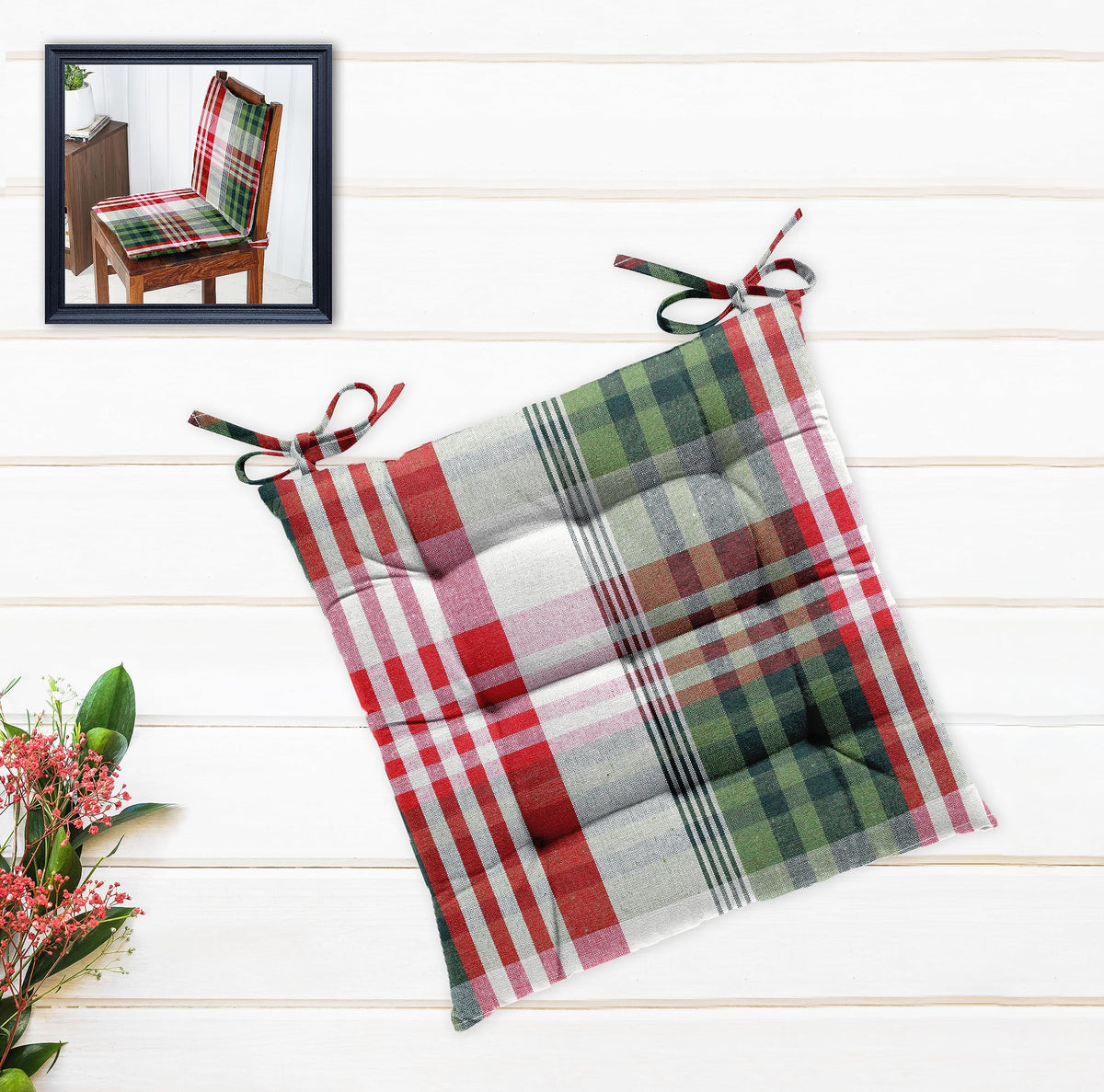 Oasis Home Collections Cotton Seat Cushion  16inch X 16inch  Yarn Dyed
