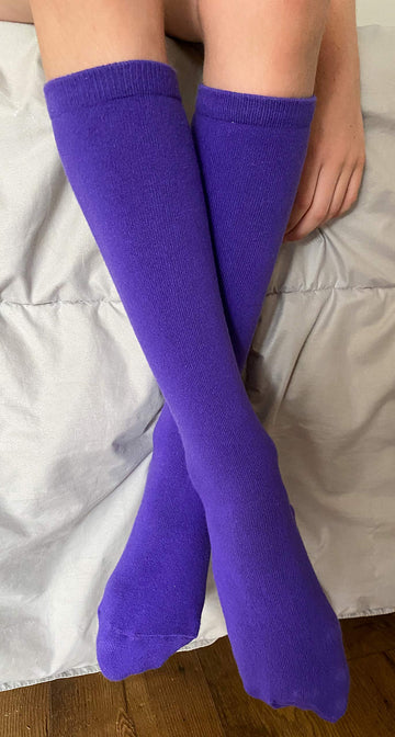 Judanzy 3 Pairs Of Boys And Girls Solid Knee High Uniform Socks For School, Soccer, Football, Afo Etc. (6-10 Years, Purple)