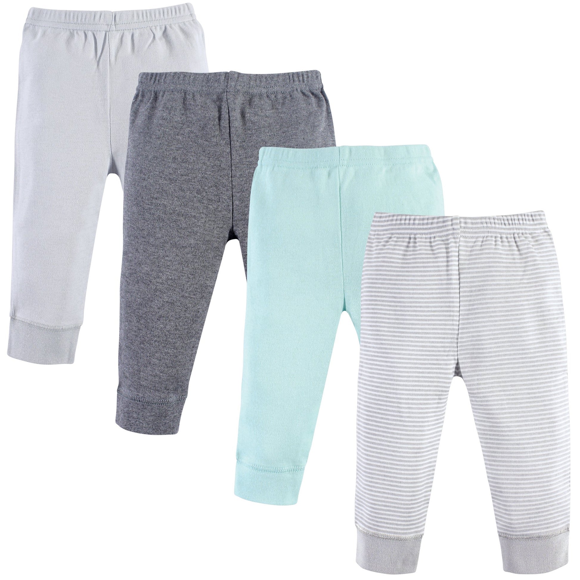 Luvable Friends Unisex Baby Cotton Pants, Light Gray Stripe, 6-9 Months