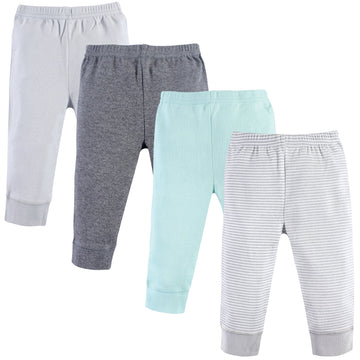 Luvable Friends Unisex Baby Cotton Pants, Light Gray Stripe, 6-9 Months