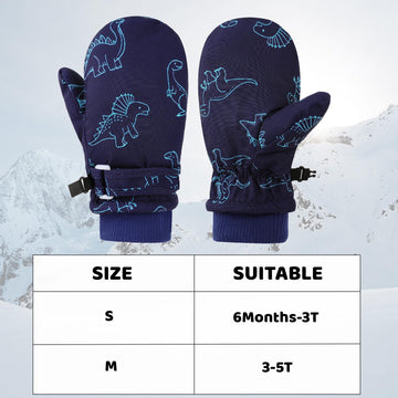 Enbaohui Baby Waterproof Mittens Threaded Waterproof Fleece Lined Glove Kids Snow Ski Mitten For Boys Girls 6Months-5T