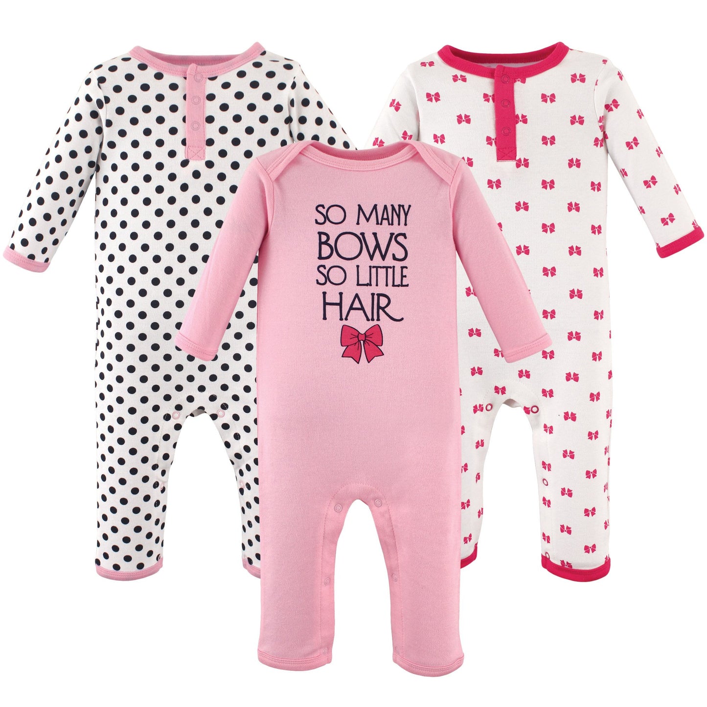 Hudson Baby Unisex Baby Cotton Coveralls, So Many Bows, 0-3 Months