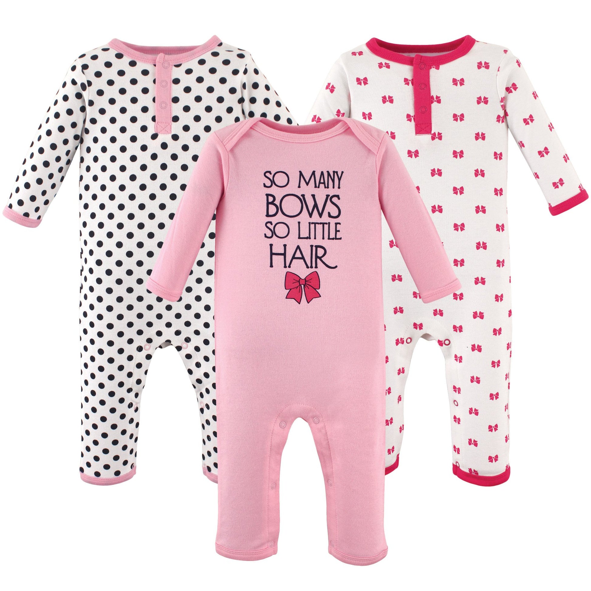 Hudson Baby Unisex Baby Cotton Coveralls, So Many Bows, 0-3 Months