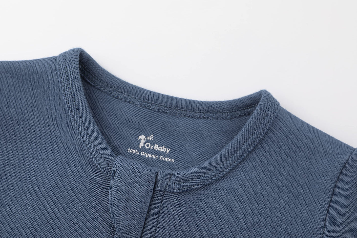 O2 Baby Baby Boys Girls Organic Cotton Zip Front Sleeper Pajamas, Footed Sleep  'N Play(0-3 Months, Blue Ashes)