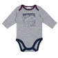 Gerber Nfl New England Patriots Boys Long Sleeve Bodysuit, Navy Blue/Grey, 0-3M, 2 Pack