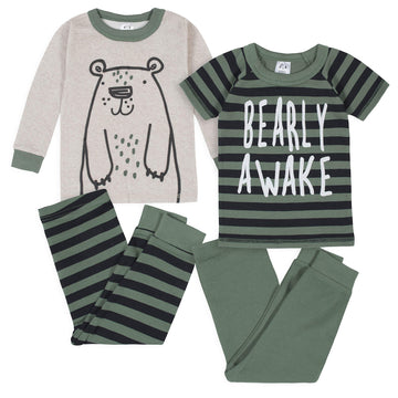 Gerberbaby Boystoddler Snug Fit 4-Piece Pajama Setbear Grey3T