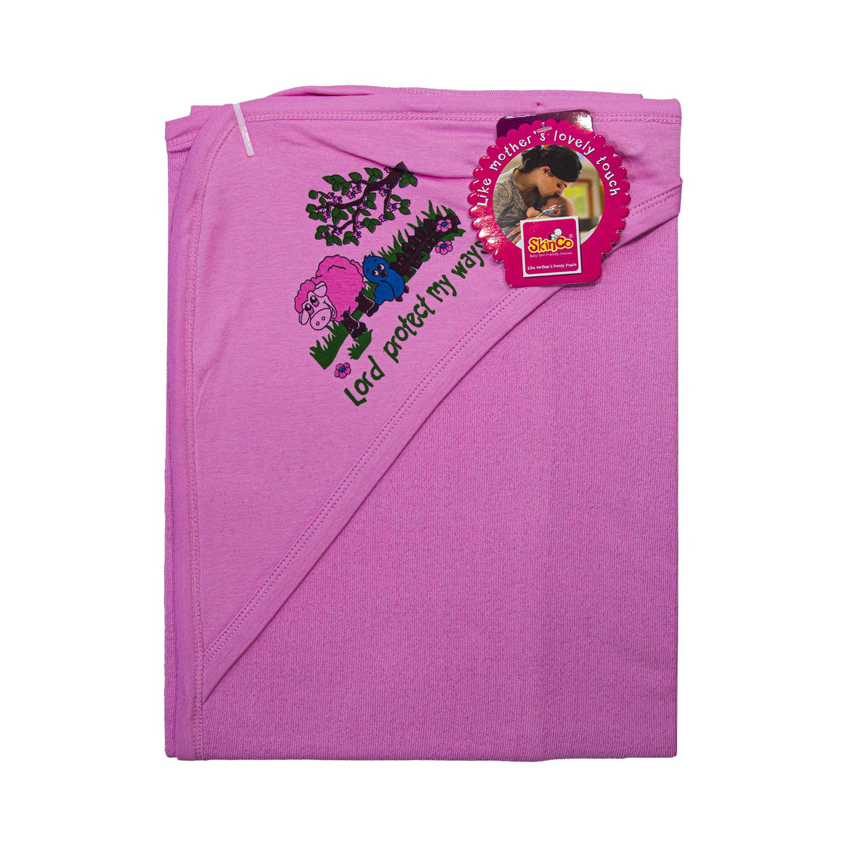 SkinCo Beauty Hooded Towel Pink, 75 x 70 cm, 100% Bio Washed Combed Cotton