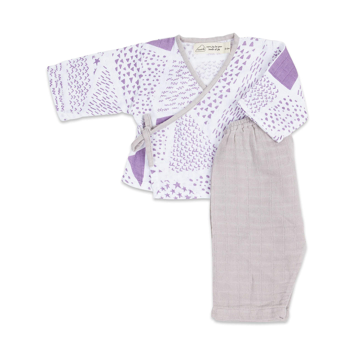 Masilo Organic Cotton Muslin Kimono Top And Pant Set For Baby, 0 To 6 Months  Never Stop Dreaming (Twilight)
