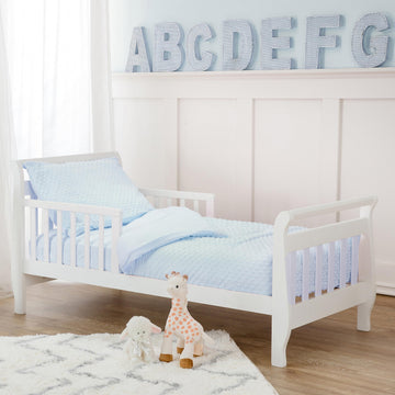 American Baby Company Heavenly Soft Minky Dot Chenille Toddler Bedding Set, Blue, 4 Piece, For Boys And Girls