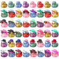 Realspring 200 Pcs Glitter Rubber in Bulk Summer Mini Rubber Ducks Bath Toy Accessories Sunglasses Necklace Hat for Baby Shower 