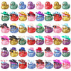 Realspring 200 Pcs Glitter Rubber in Bulk Summer Mini Rubber Ducks Bath Toy Accessories Sunglasses Necklace Hat for Baby Shower 