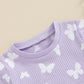 Kupretty Toddler Baby Girl Summer Clothes Ruffle Ribbed Knit Short Sleeves T-Shirt Tops + Shorts Cute Outfits Set (Ruffle Butter
