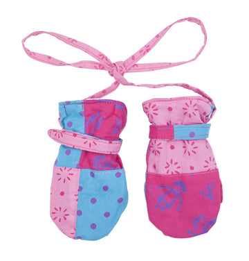 Shu-Shi Baby Toddler Girl Mittens Soft Warm Fleece Interior And String Attached,18 - 24 Months,Patchwork Pink