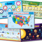 Early Learning Placemats For Kids, 5 Pc. Set, 100% Waterproof Educational Mats With Different Placemats For Different Age Groups