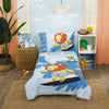 EVERYTHING KIDS Heywood Little Dude Adventure Blue, White, Yellow, Orange, Green Surfing Animals 4Piece Toddler Bed Set, Blue, Y