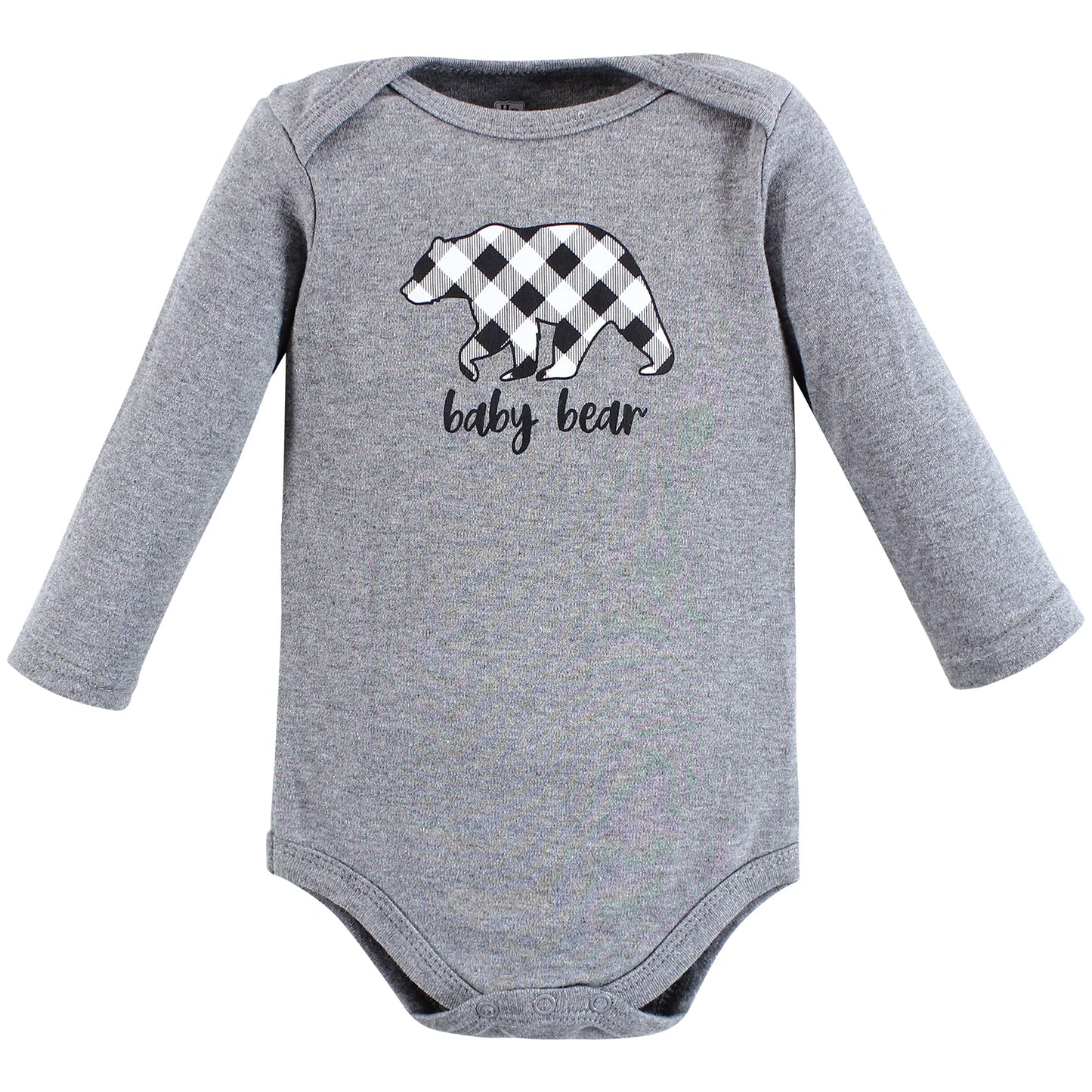 Hudson Baby Unisex Baby Cotton Long-Sleeve Bodysuits Baby Bear Gray Black 5-Pack, 0-3 Months