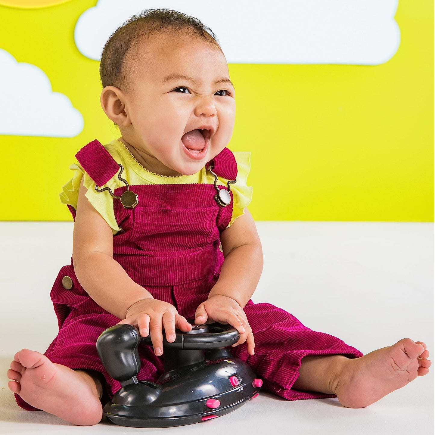 Bright Starts Ford Mustang 4-In-1 Pink Baby Activity Center & Push Walker With Removable Interactive Steering Wheel -Toy, 6 Mont
