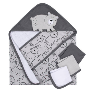 Gerber 4-Pack Baby Boys Bear Hooded Towel And Washcloths