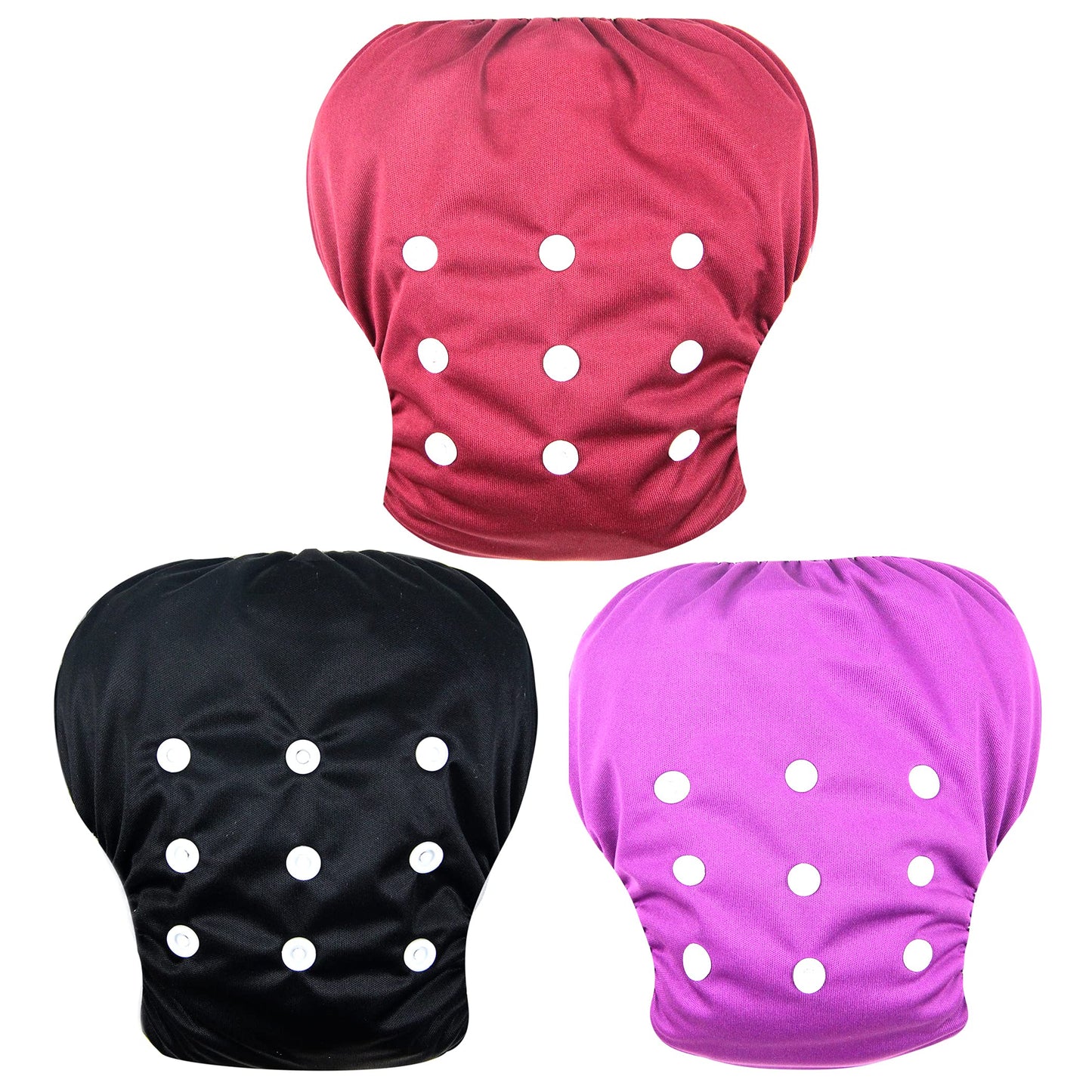 Wegreeco Baby & Toddler Snap One Size Adjustable Reusable Baby Swim Diaper (Red, Black, Purple, Small, 3 Pack)