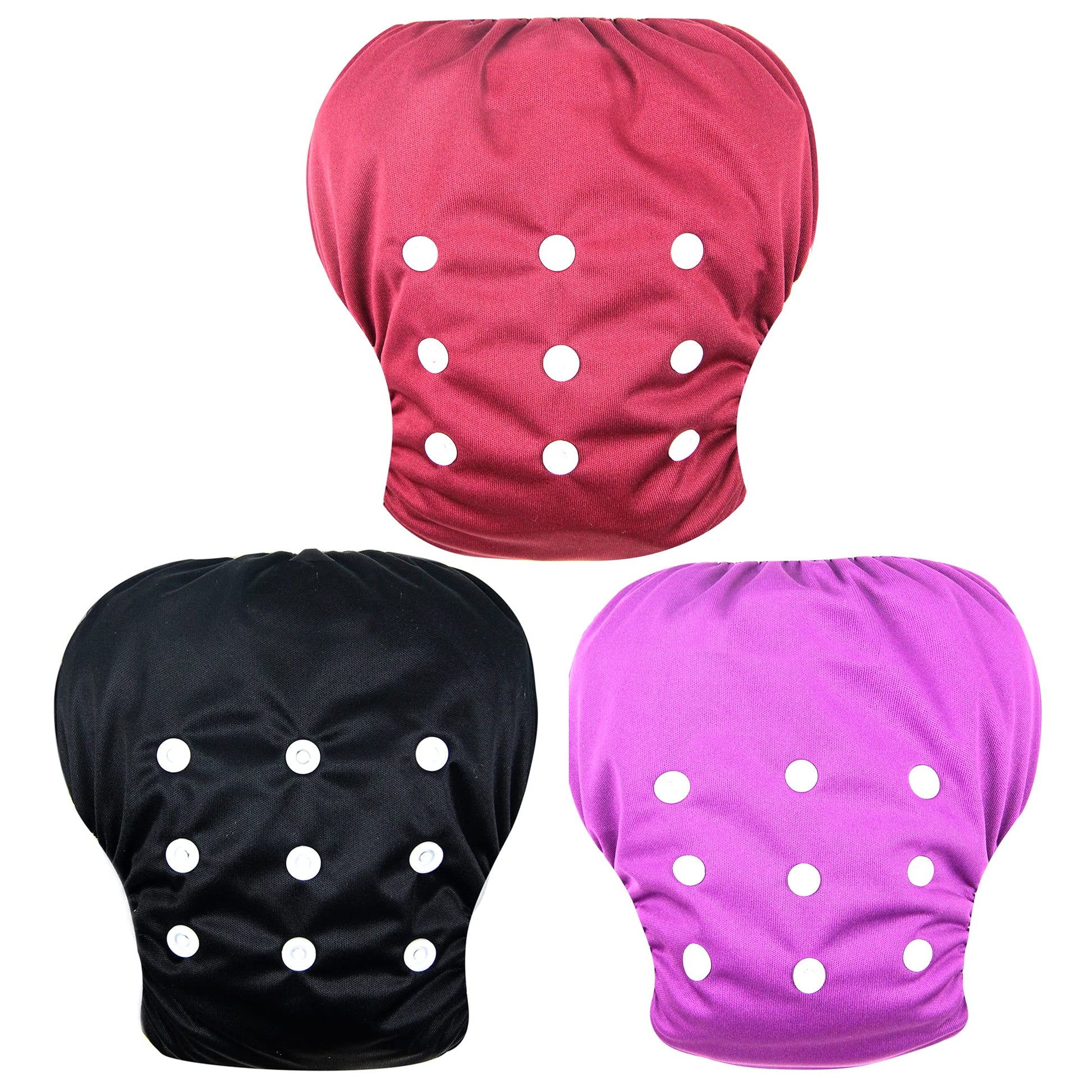 Wegreeco Baby & Toddler Snap One Size Adjustable Reusable Baby Swim Diaper (Red, Black, Purple, Small, 3 Pack)