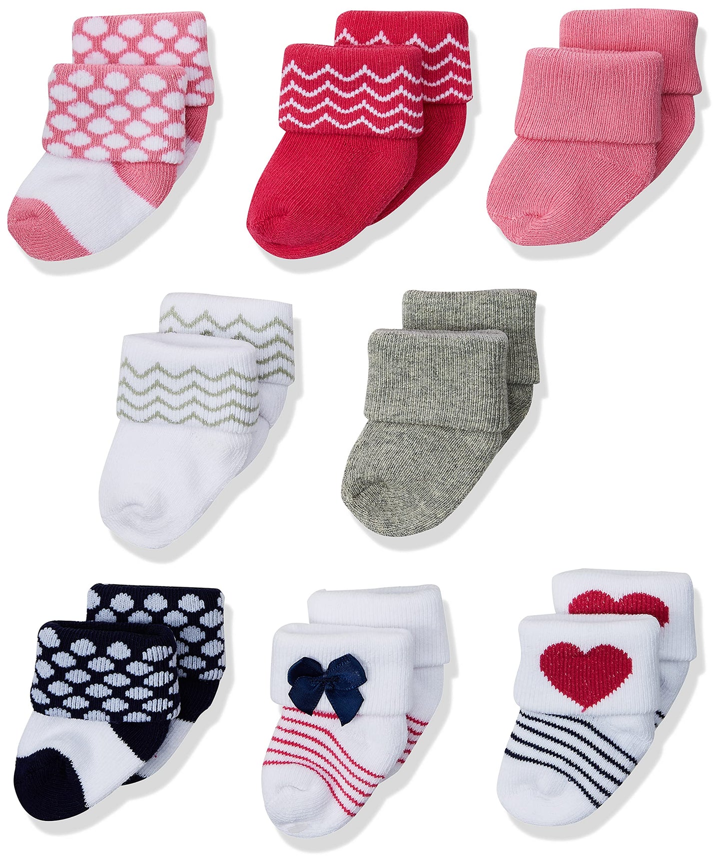 Luvable Friends Unisex Baby Newborn And Baby Terry Socks, Bow, 6-12 Months