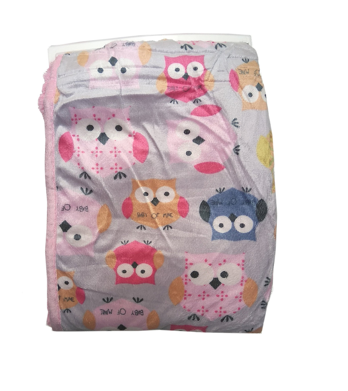 N&M Double Layer Velvet Fleece Newborn Printed Baby Blanket with Hood (Pink Owl)