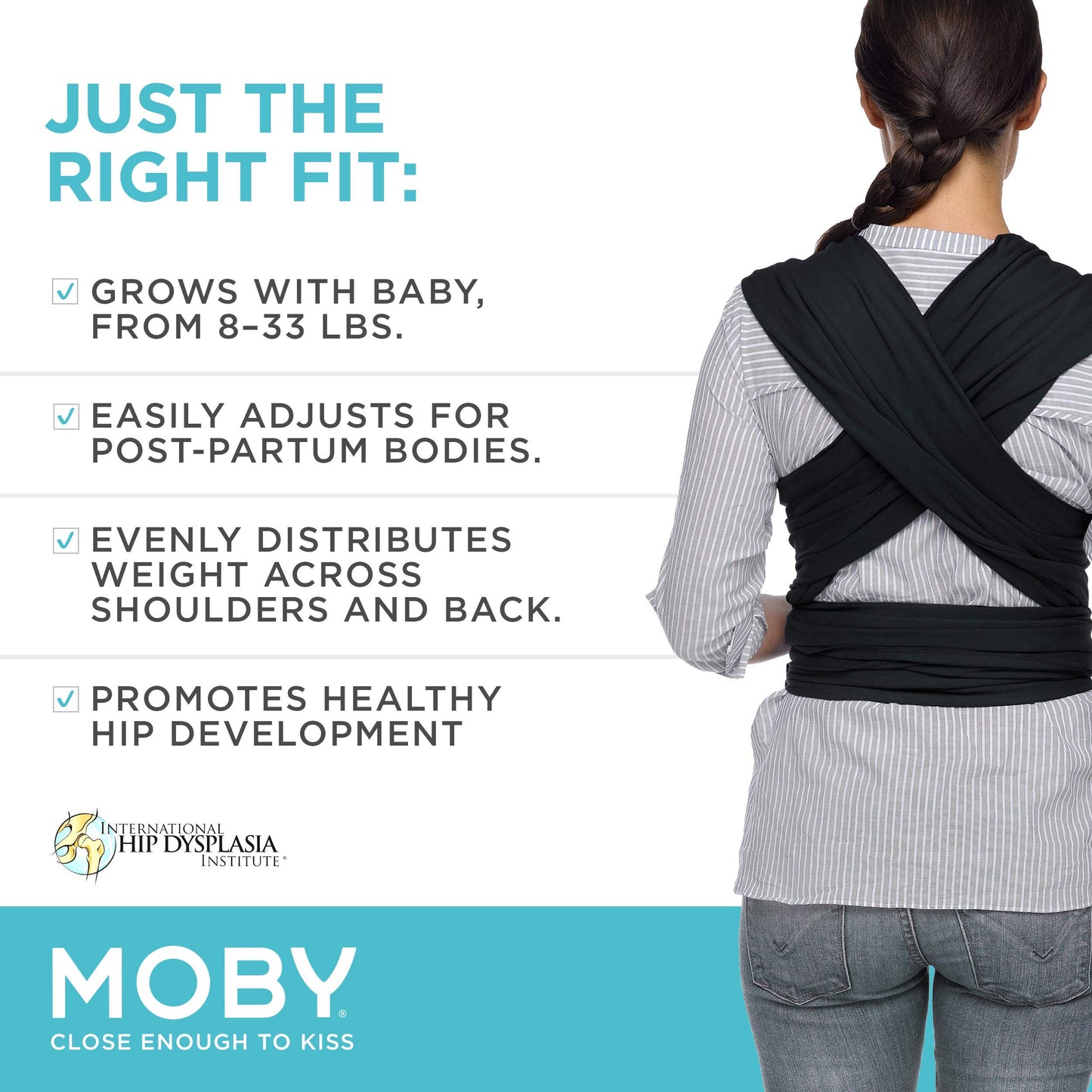 Moby Baby Wrap Carrier Evolution for Newborns to Toddlers (8-33lbs), Infant Sling Carrier, Lightweight & Hands Free Design, Adju