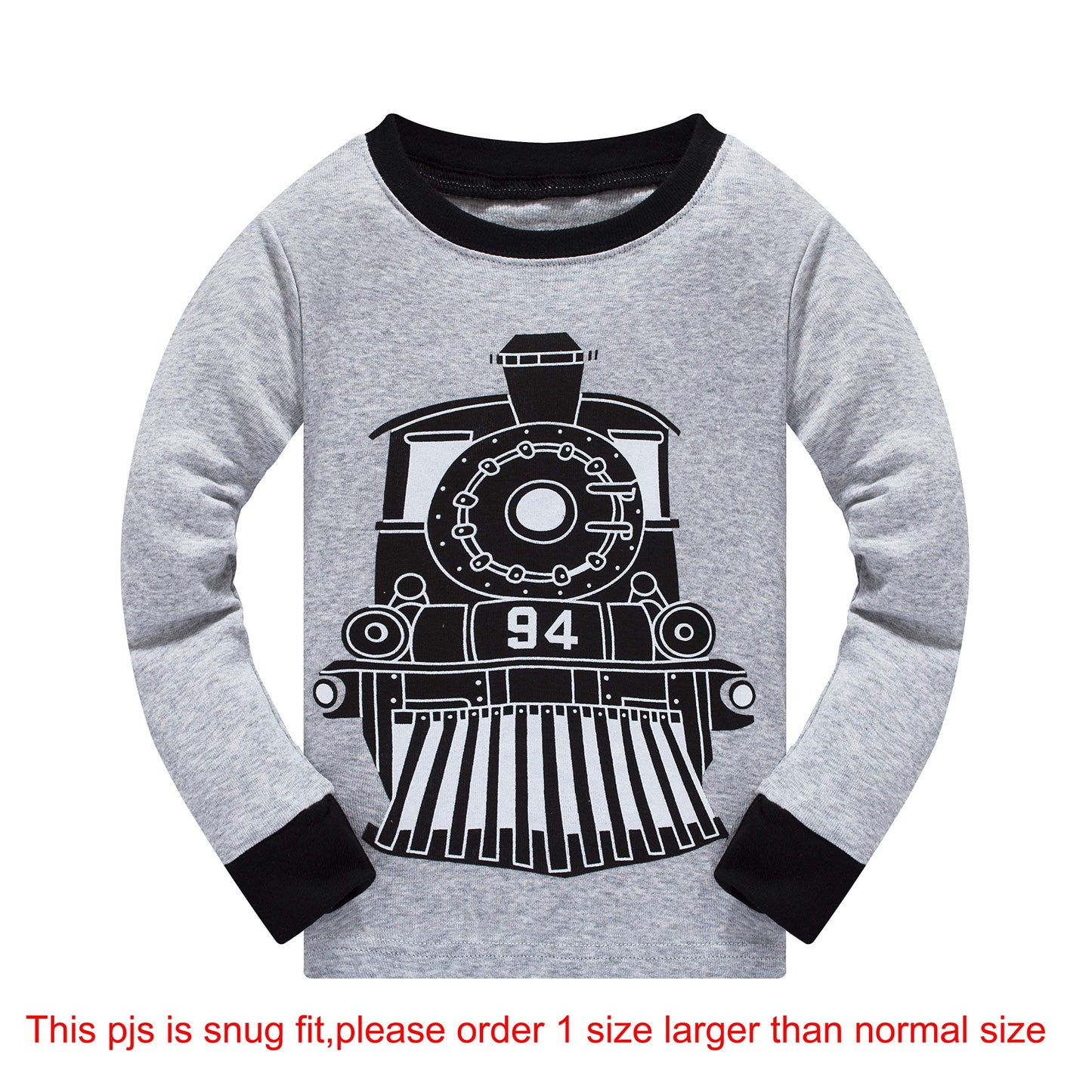 Boys Pajamas Train 100% Cotton Pjs Toddler 2 Piece Long Sleeve Sleepwear Kids Clothes Set 7T