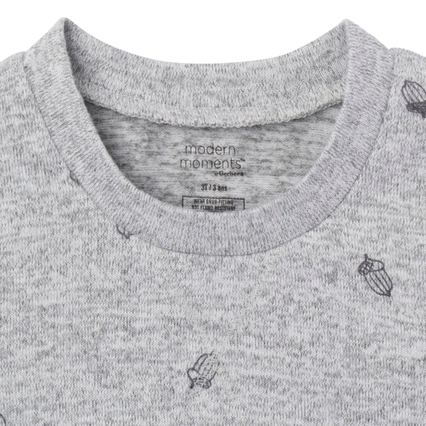 Modern Moments By Gerber Baby Hacci Snug Fit 2-Piece Pajama Set, Medium Grey Heather Acorn, 3T