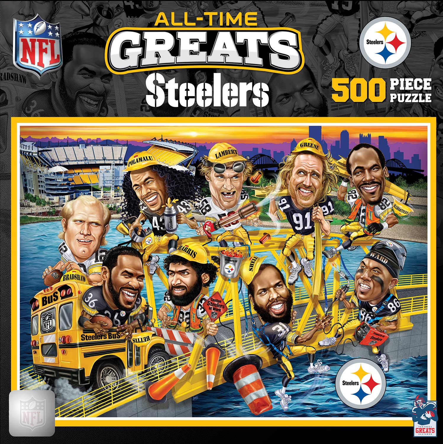 MasterPieces 500 Piece Sports Jigsaw Puzzle for Adults - NFL Pittsburgh Steelers All-Time Greats - 15x21