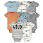 Gerber Baby Boy'S 8-Pack Short Sleeve Onesies Bodysuits, Jungle Blue, 3-6 Months