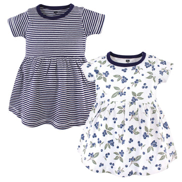 Hudson Baby Infant And Toddler Girl Cotton Dresses Blueberries, 4 Toddler