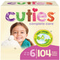 Cuties | Skin Smart, Absorbent & Hypoallergenic Diapers With Flexible & Secure Tabs | Size 6 | 104 Count