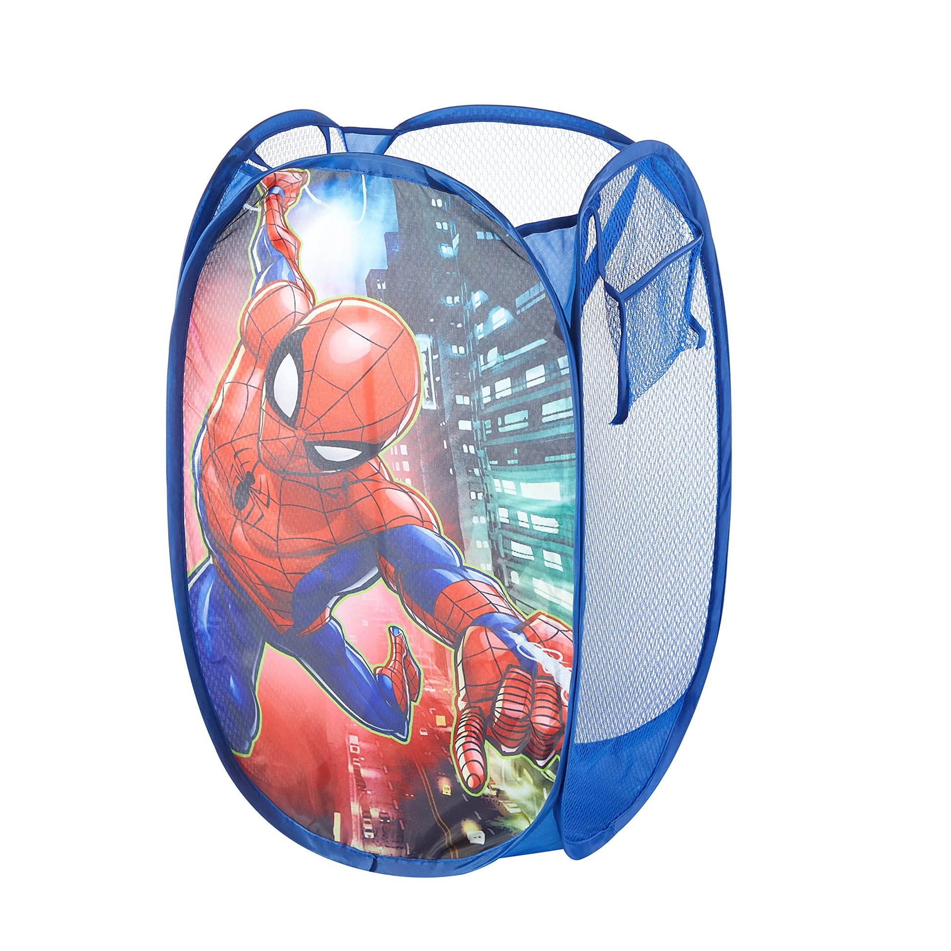 Marvel Spider-Man Pop-Up Hamper for Kids,Red Collapsible Laundry Basket with Durable Carry Handles,21 H x 13.5 W x 13.5 L,Lightw