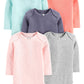 Simple Joys By Carter'S Baby Girls' 5-Pack Long-Sleeve Bodysuit, Grey/Mint Green/Navy/Peach/Pink, 3-6 Months