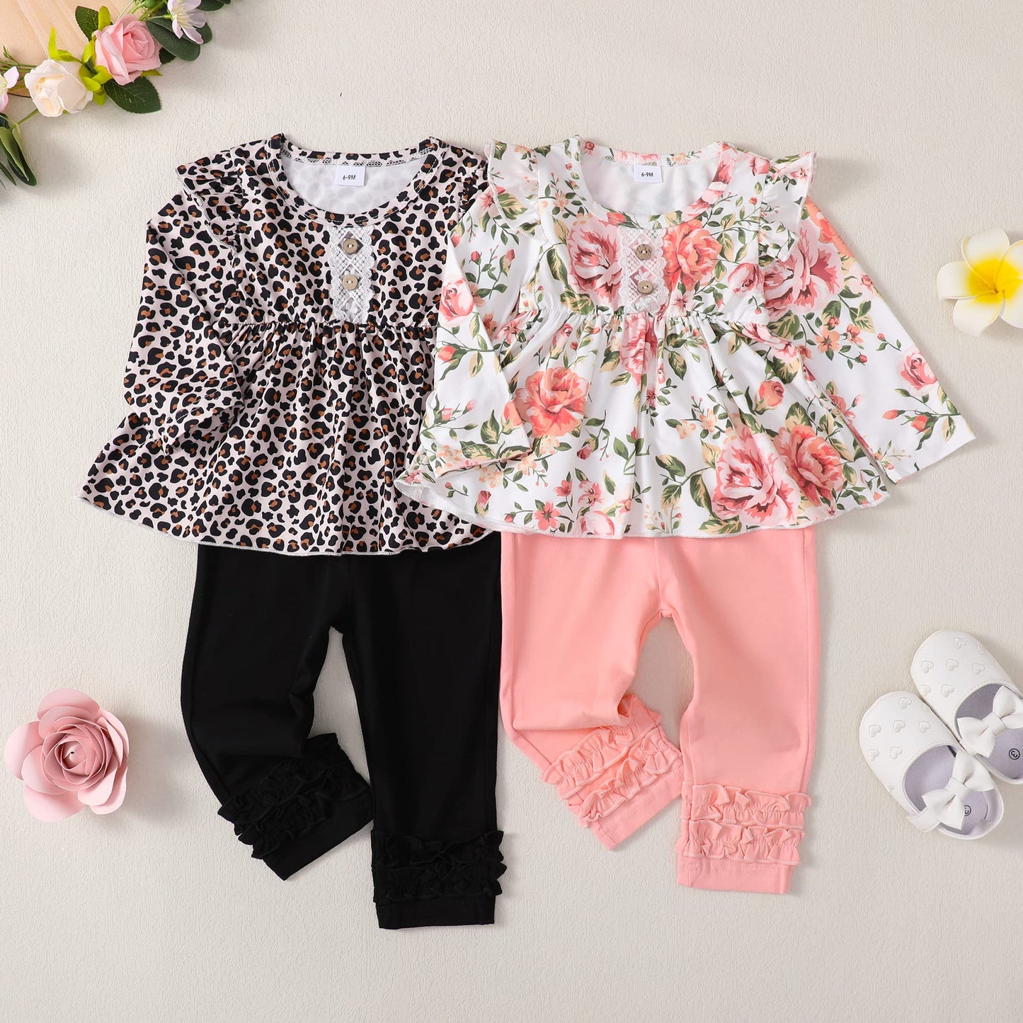 18 Months Girl Clothes Toddler Baby Girl Outfits Floral Shirt Top Pink Pants Fall Winter Little Girl Clothes 2T Outfit For Girl