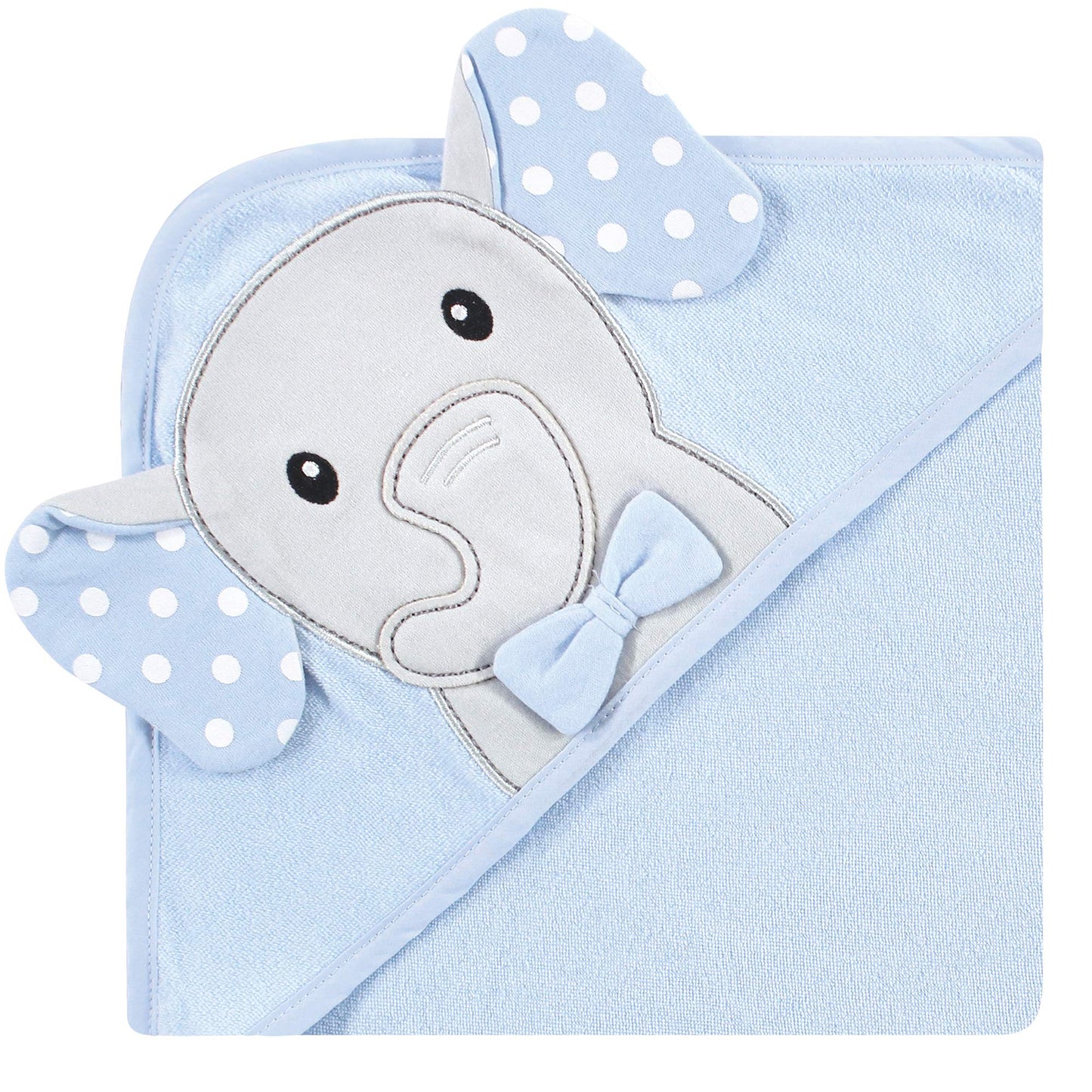 Hudson Baby Unisex Baby Cotton Rich Hooded Towels, White Dots Gray Elephant, One Size