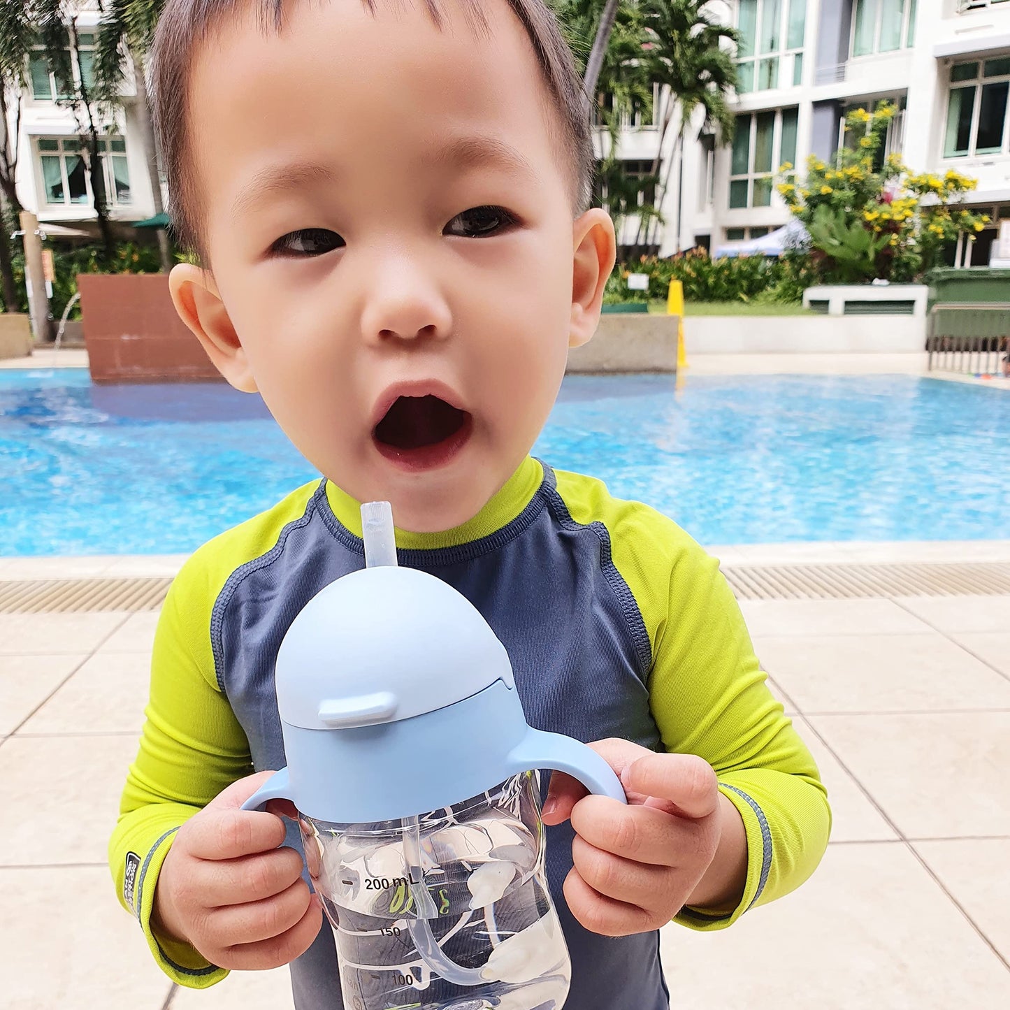 Evorie Tritan Baby Sippy Cup Weighted Gravity Straw Toddler Beginner Training Bottle, 7 Oz Leakproof Award Winning Infant Water
