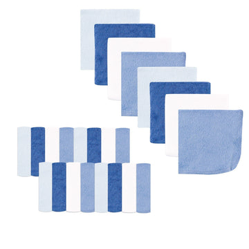Luvable Friends Unisex Baby Super Soft Bundle Washcloths, Classic Blue, One Size