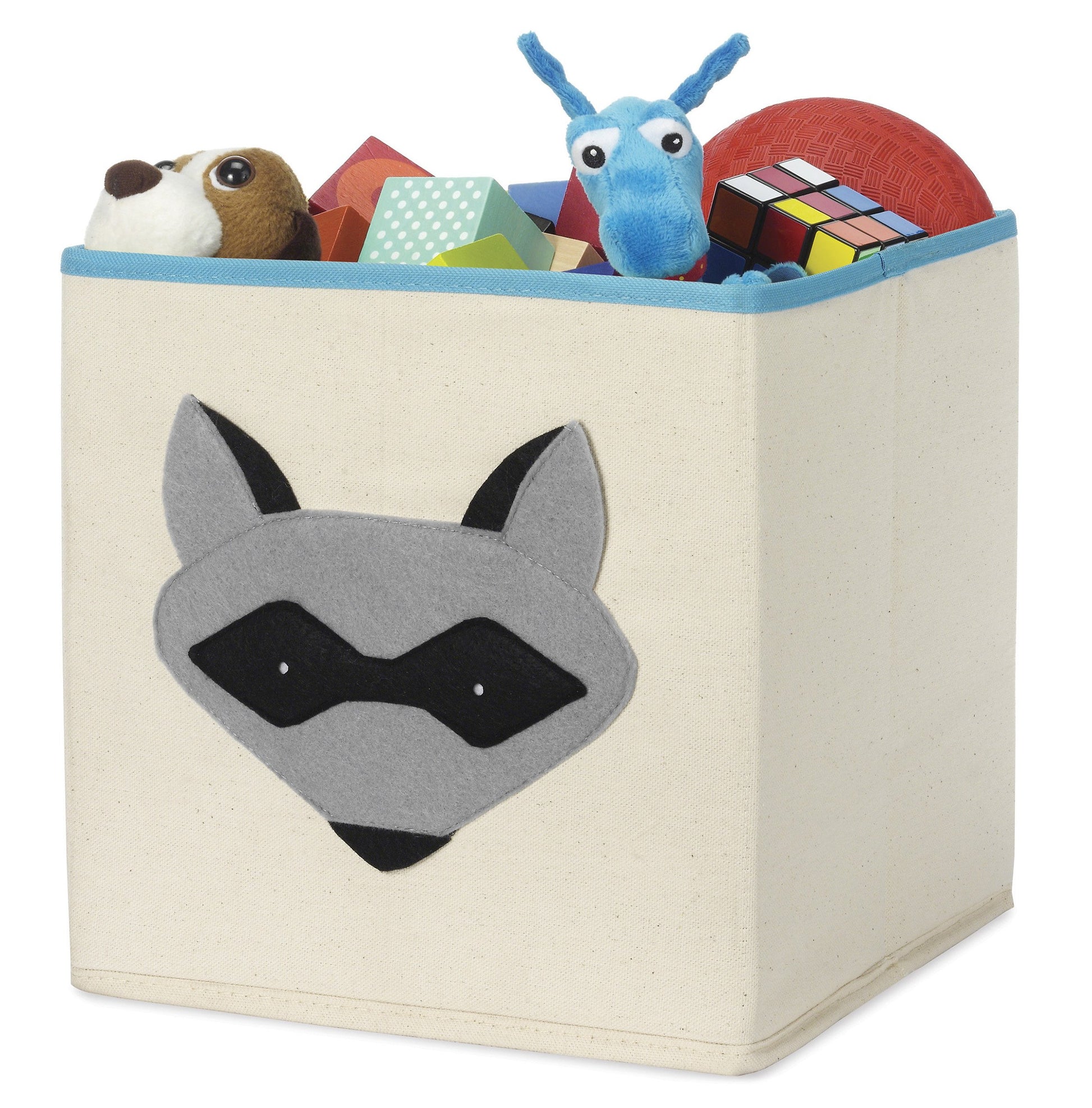 Whitmor Kids Raccoon Canvas Collapsible Cube  10 X 10 X 10 Inches
