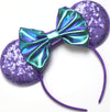 Clgift Purple Minnie Ears - Handmade Flexible Headband, Bow Size - 5 Inches, Sequin On Both Sides, Perfect For Your Trip To The