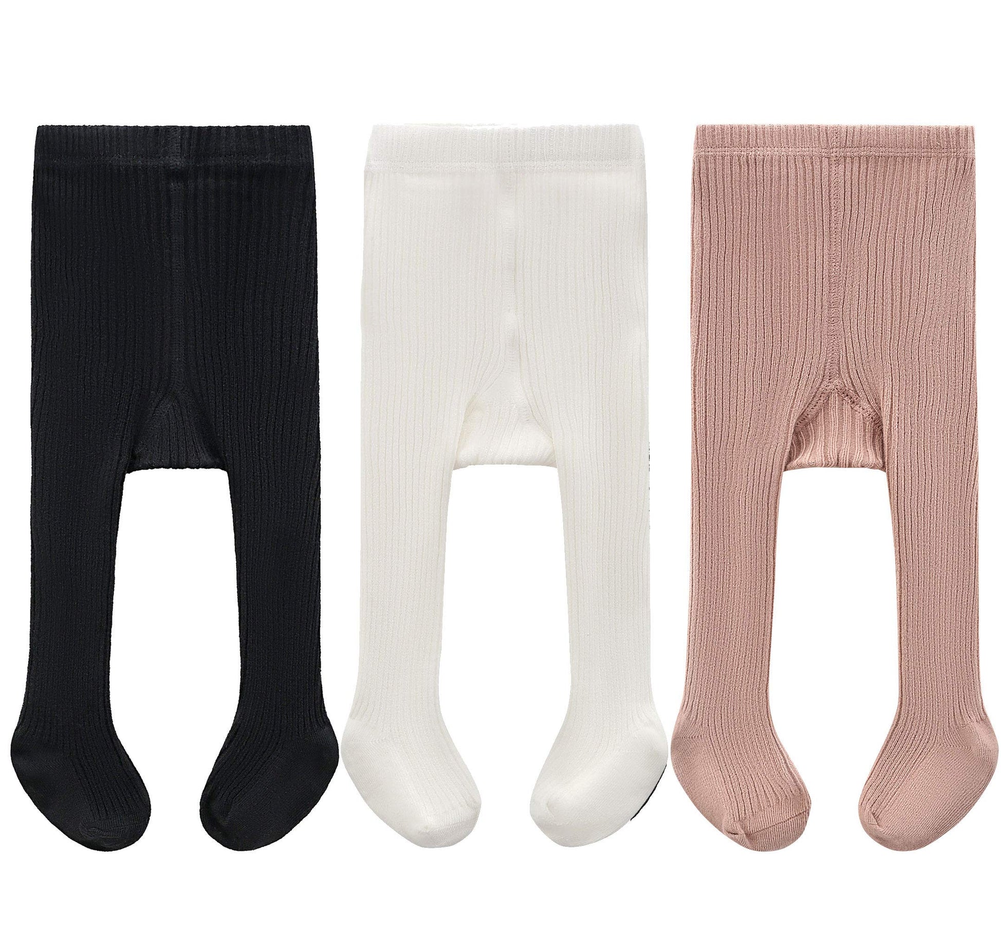 Cecorc Baby Leggings, Tights For Girls, Toddler, Infant (3-4 Years, 3 Pack (Black+White+Lightpink))