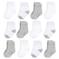 Hudson Baby Unisex Cotton Rich Newborn And Terry Socks, White Gray, 12-24 Months